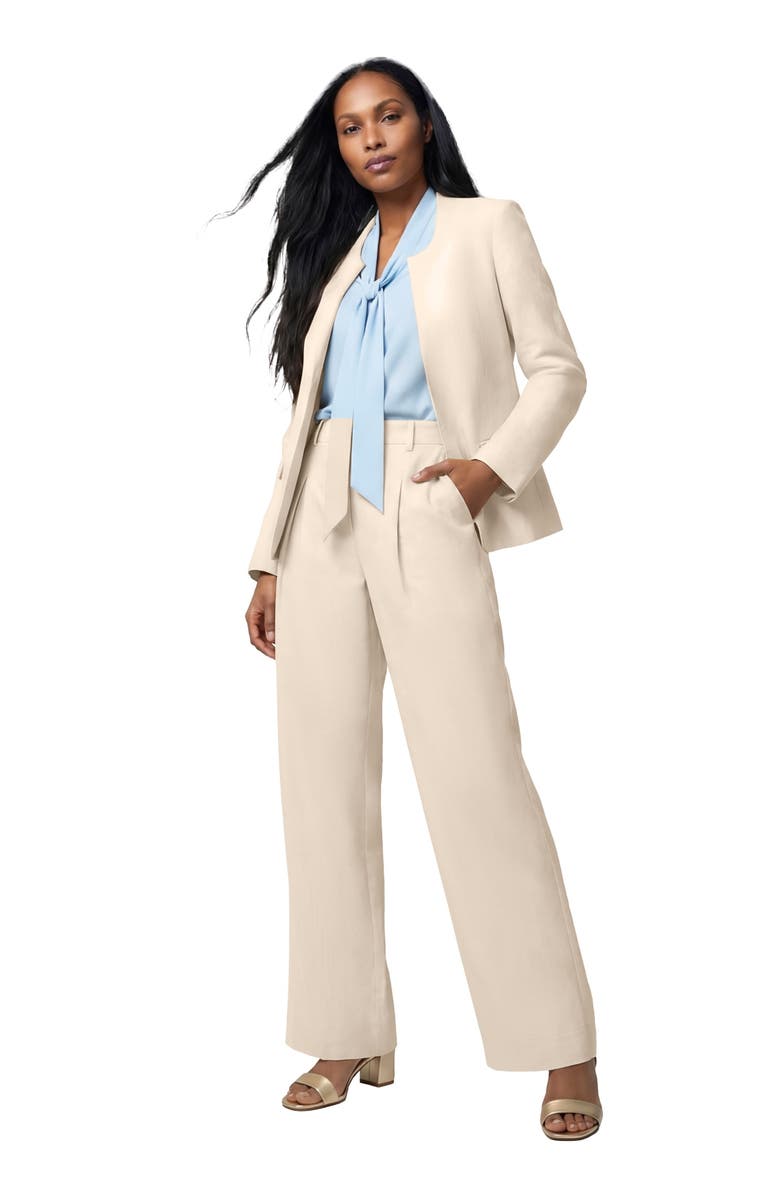 Jessica London Linen Lady Jacket, Main, color, Oatmeal