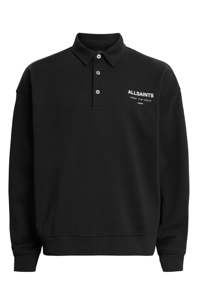 AllSaints Underground Long Sleeve Cotton Polo Sweatshirt, Alternate, color, 