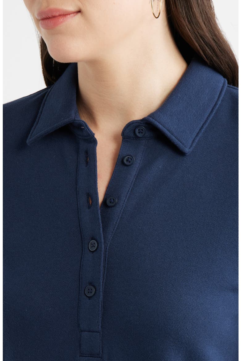 Henley Short Sleeve Polo Dress, Alternate, color, NAVY STILL