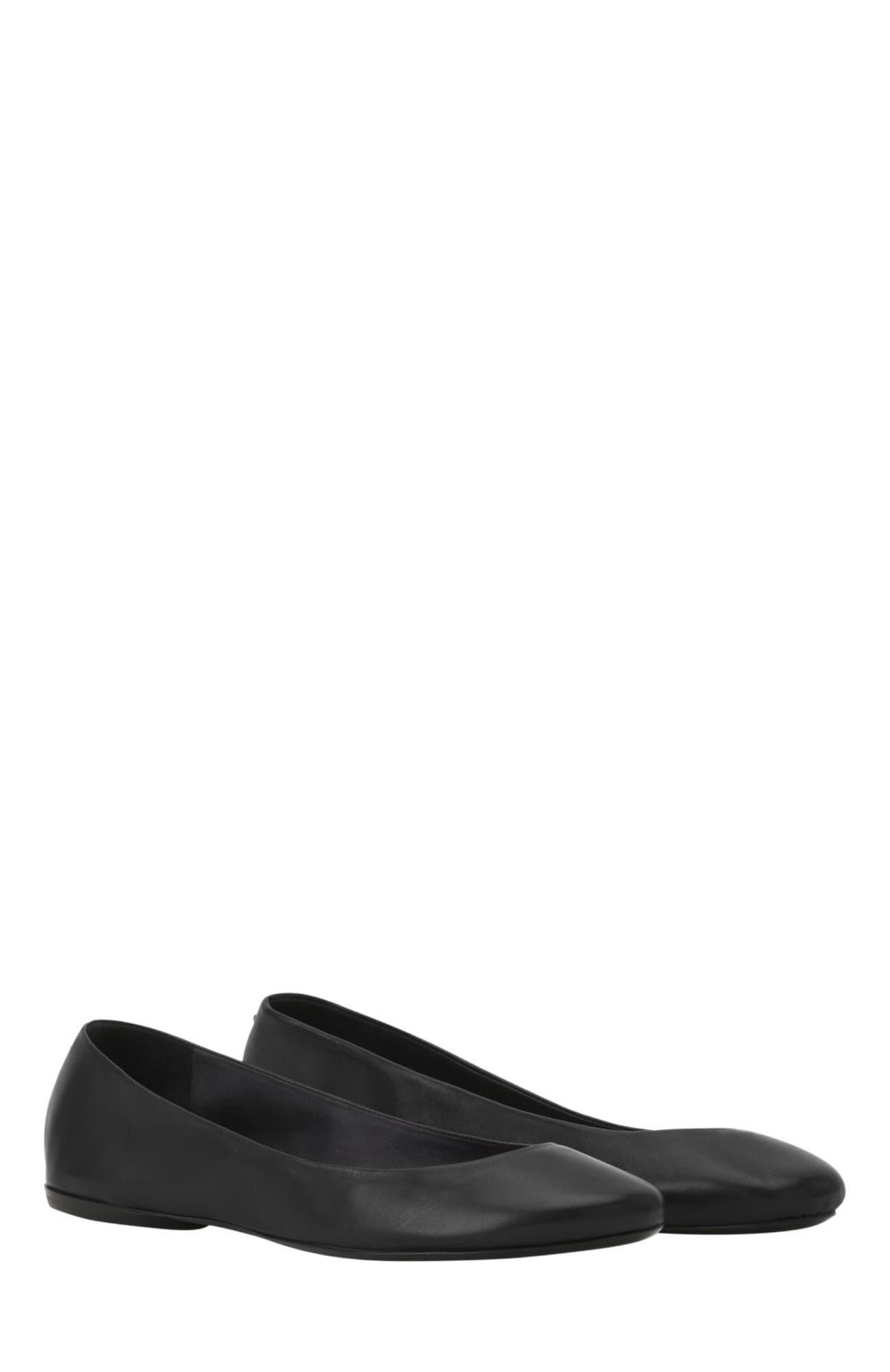 Lanvin The Ballerina Flat In Leather, Alternate, color, Black