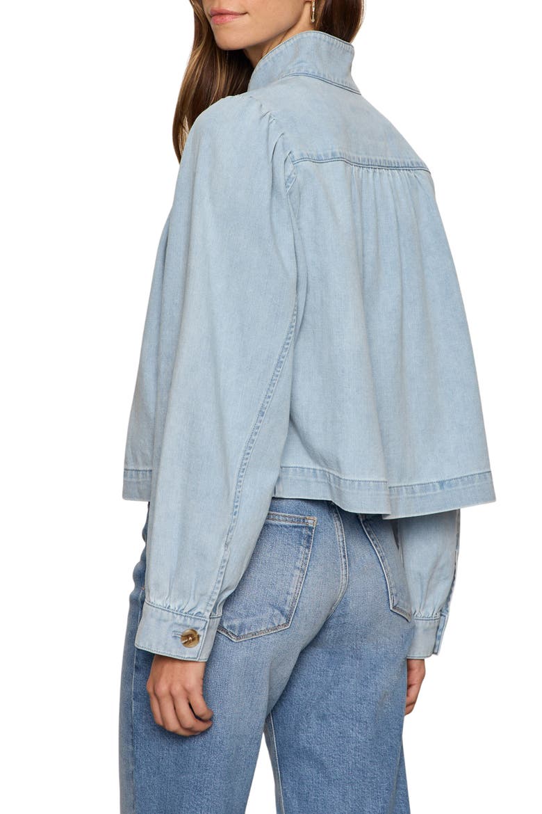 Puff Shoulder Denim Jacket, Alternate, color, WHISPER