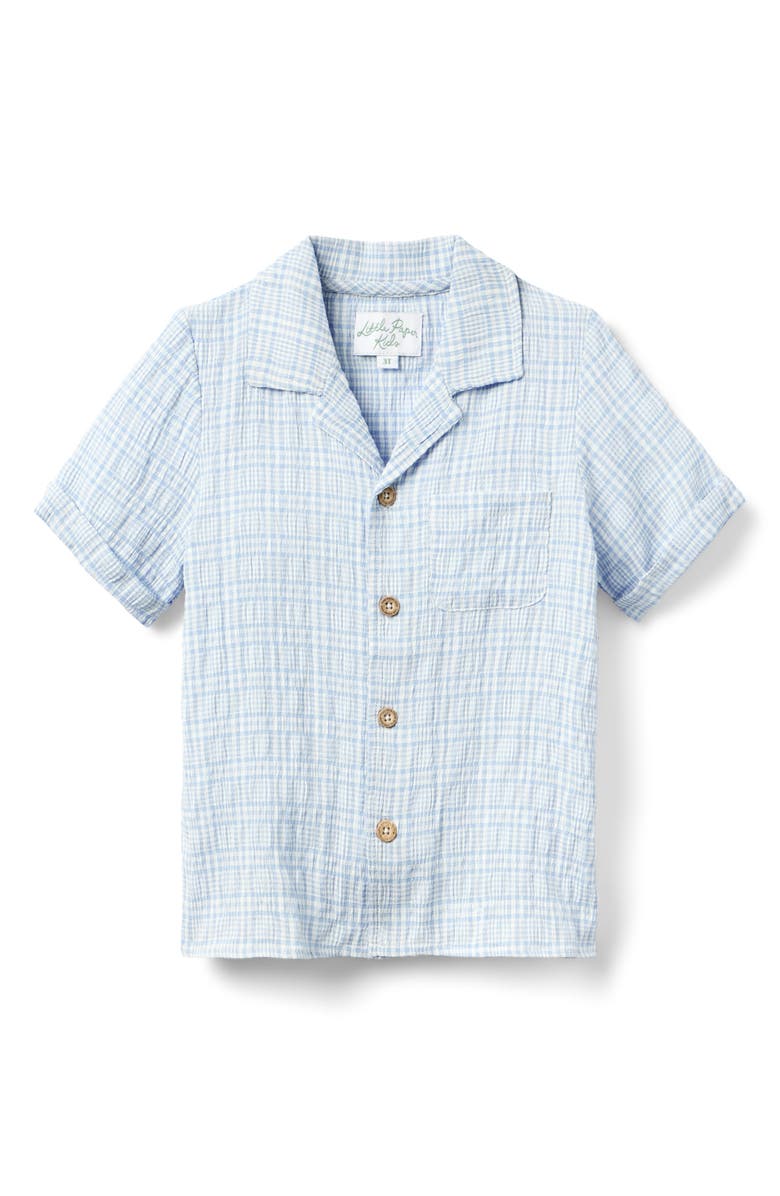 Little Paper Kids Graham Button Down Shirt, Main, color, Seaside Picnic
