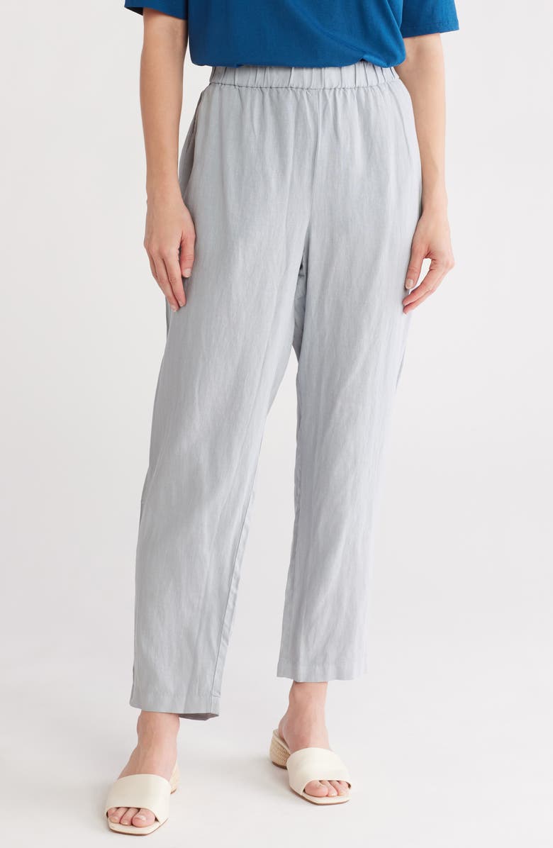 Eileen Fisher High Waist Linen Ankle Crop Pants, Main, color,