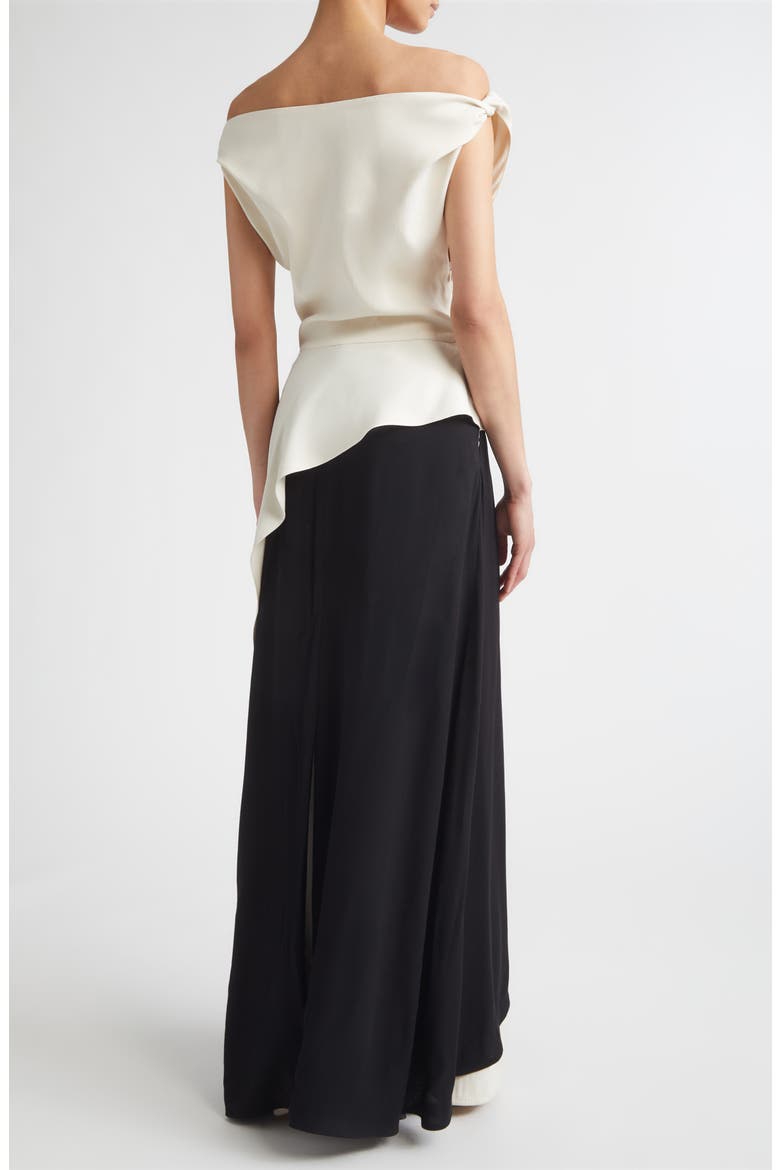 Daliah Off the Shoulder Maxi Dress, Alternate, color, ECRU/ BLACK