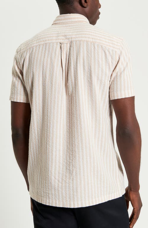 Ben Sherman Stripe Seersucker Button-up Shirt In Sand