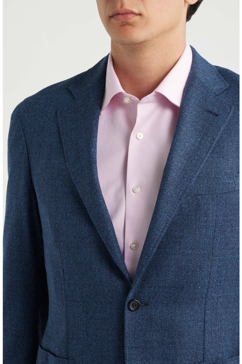 Kei Trim Fit Blue Wool & Cotton Blend Herringbone Sport Coat, Alternate, color, MEDIUM BLUE