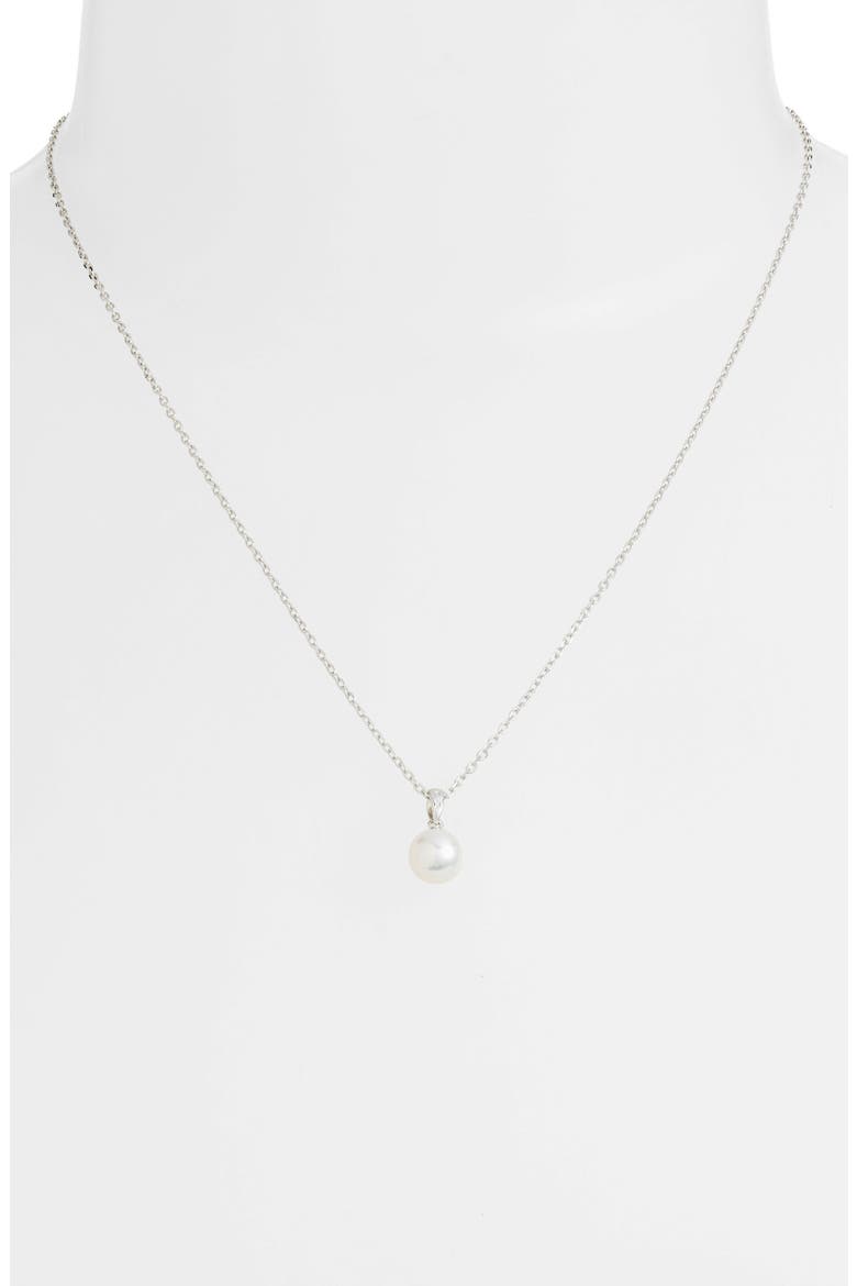 Genuine Pearl Pendant Necklace, Alternate, color, WHITE GOLD/ PEARL