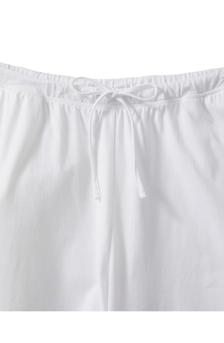 Petite Plume Pima Cotton Crop Wide Leg Pajama Pants, Alternate, color, White