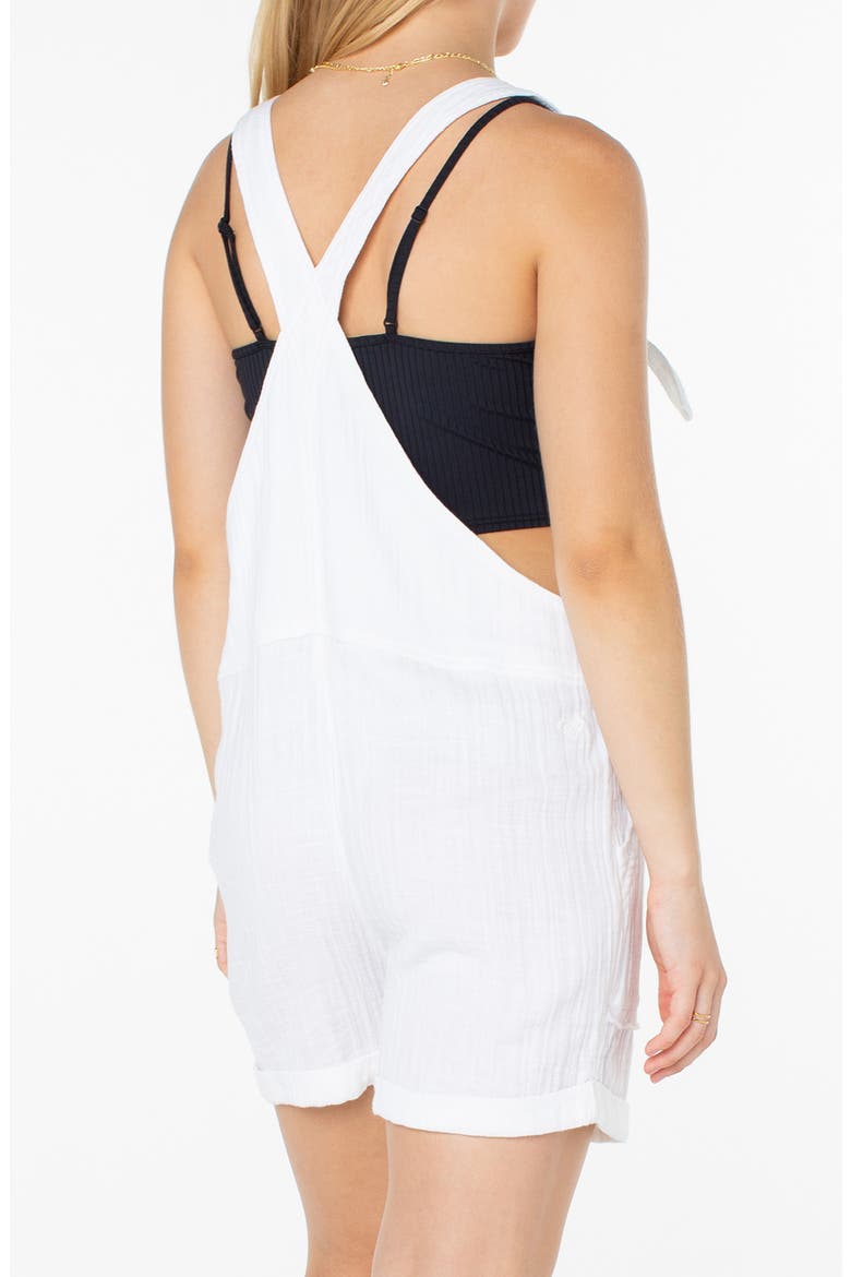 Sundown Dive Cotton Gauze Short Overalls, Alternate, color, SNOW WHITE SOLID