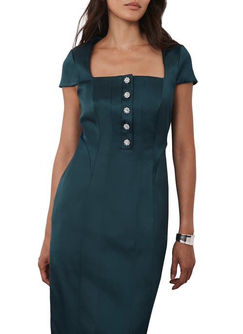 Mint Velvet Satin Midi Dress In Green