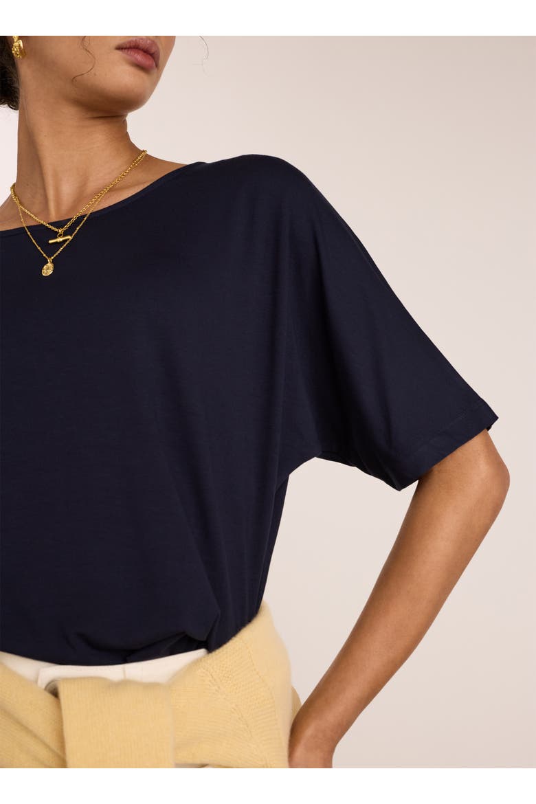 Carrie Relaxed Boat Neck Tee, Alternate, color, Classic Navy