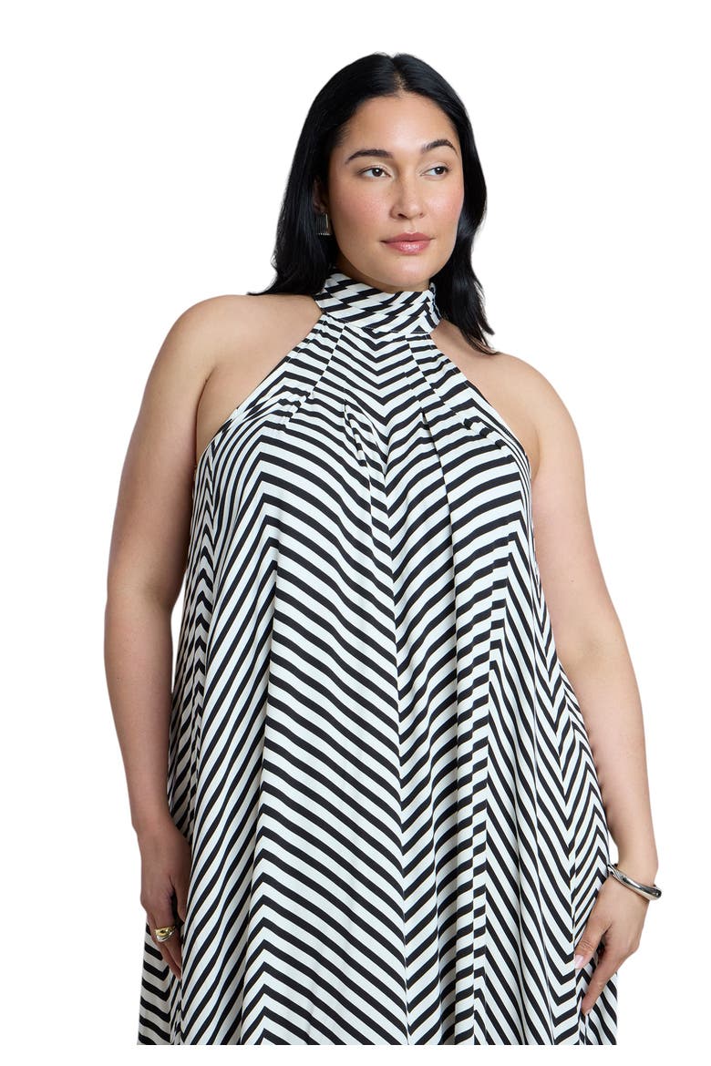 Trapeze Halter Maxi Dress, Alternate, color, CHEVRON ROW