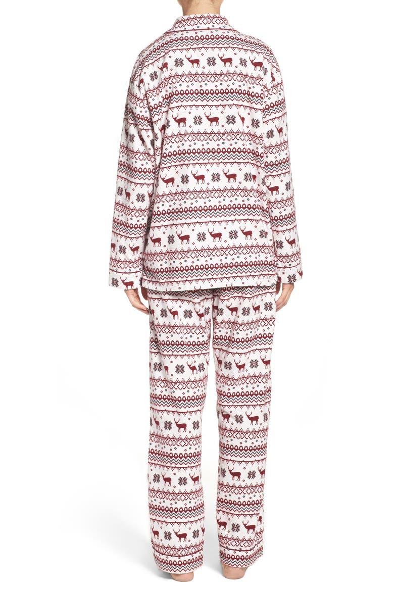 Print Flannel Pajamas, Alternate, color, IVORY