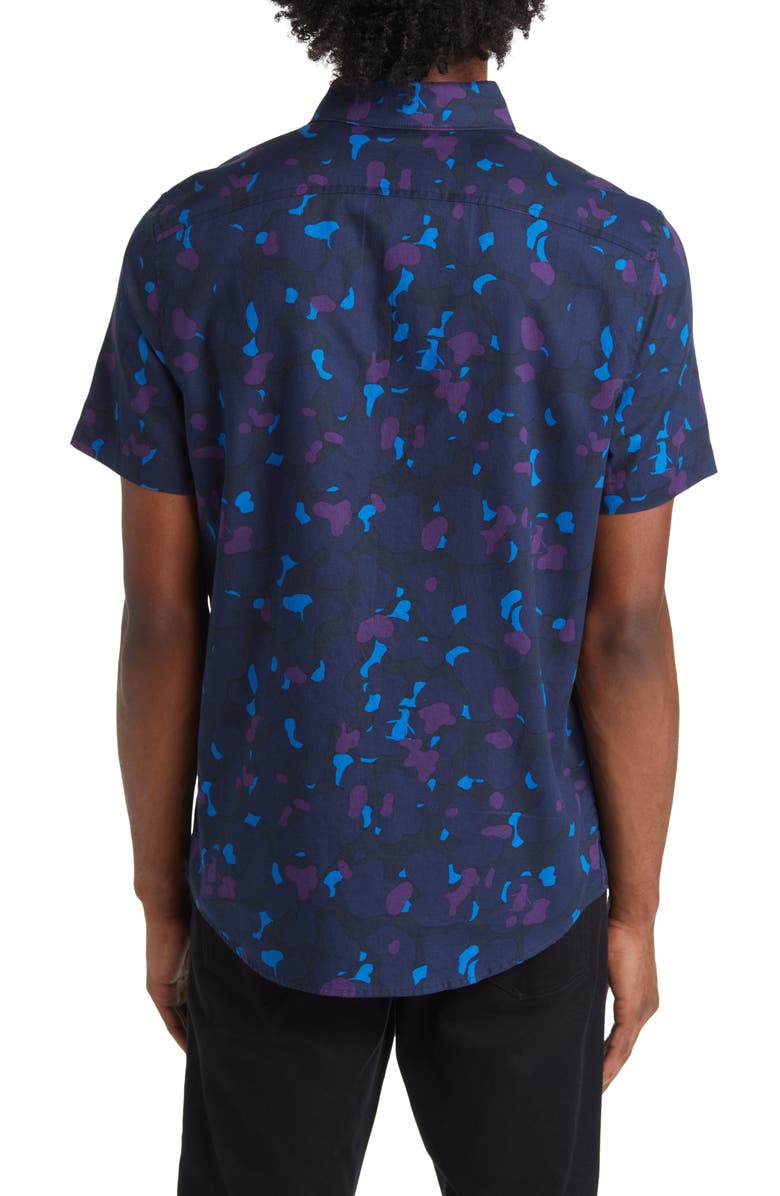 Original Penguin Slim Fit Camo Print Short Sleeve Button-Down Shirt, Alternate, color, 