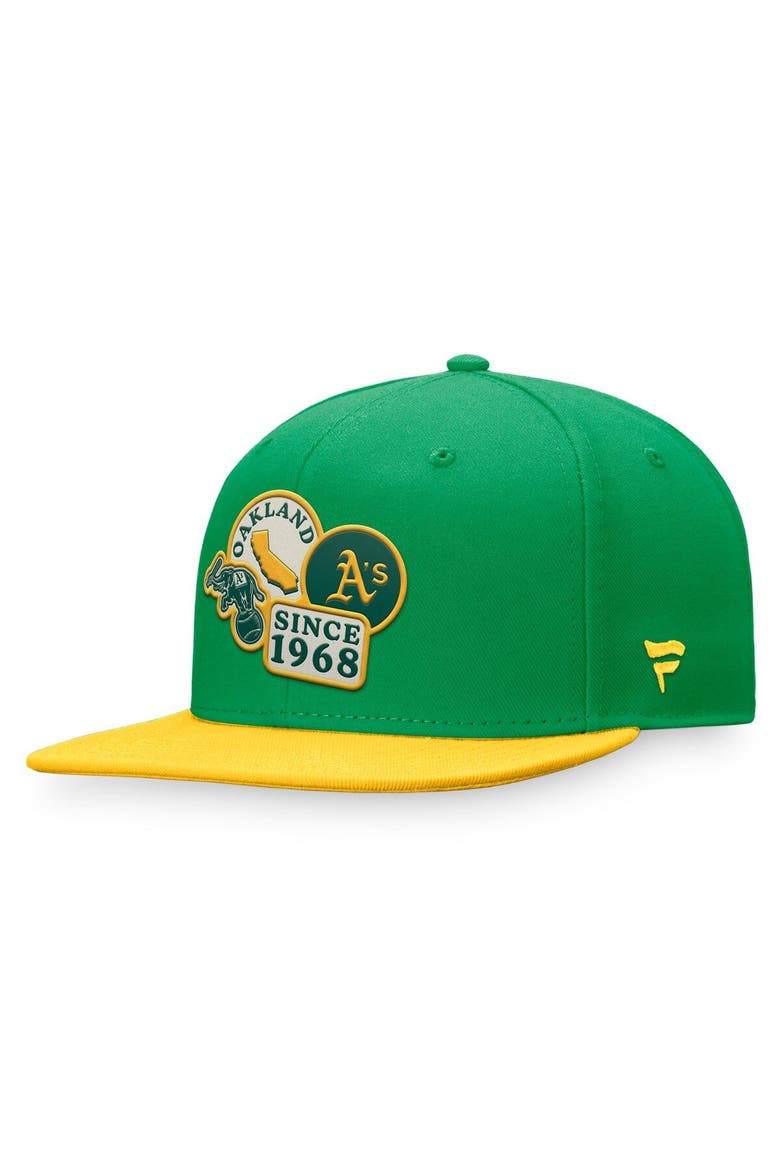Men's Fanatics Branded Green Oakland Athletics Heritage Patch Fitted Hat, Main, color, Kelly Green