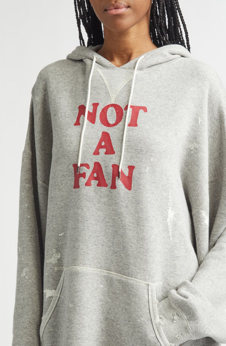 R13 Not a Fan Paint Splattered Oversize Graphic Hoodie, Alternate, color, Heather Grey