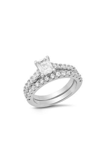Hmy Jewelry Set Of 2 Simulated Diamond Rings In Silver