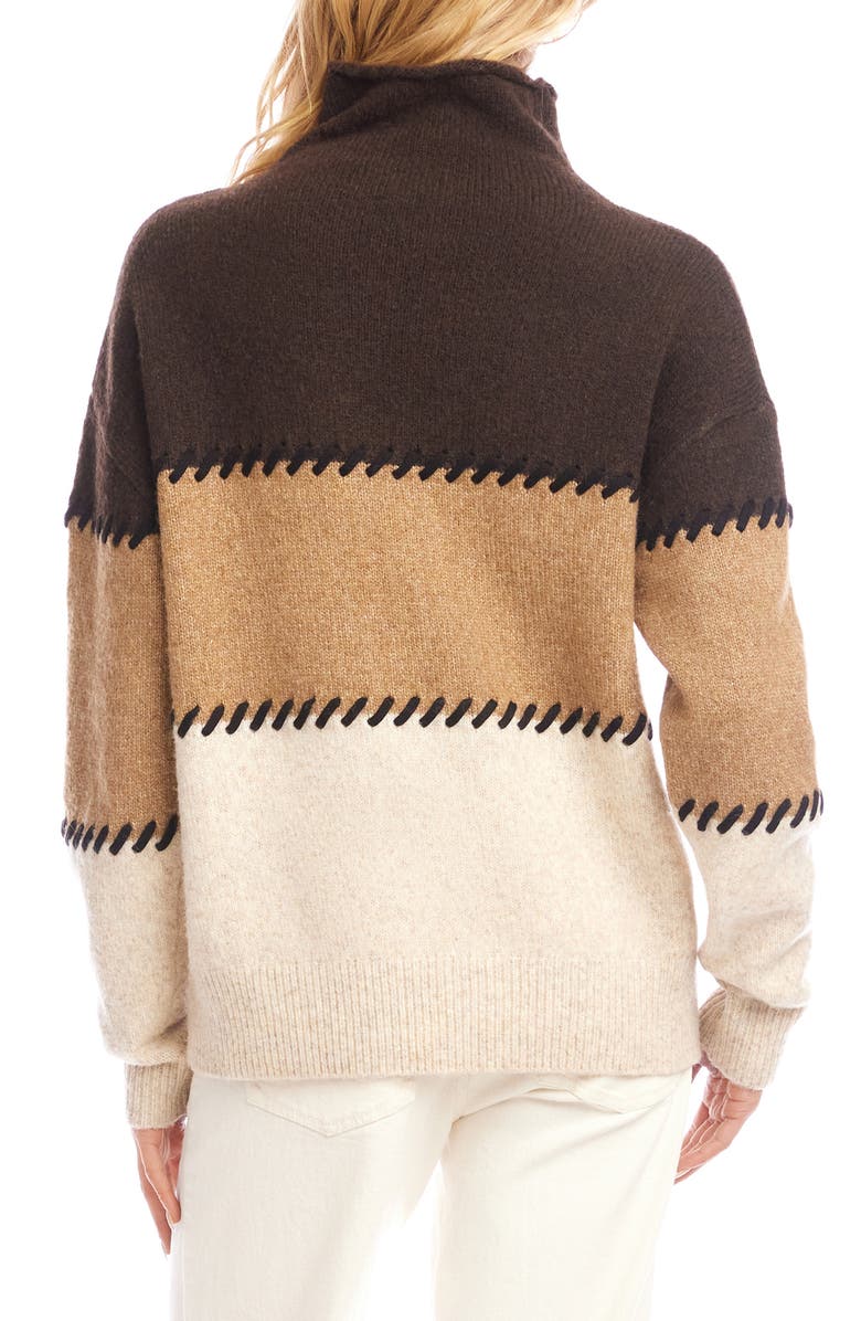 Karen Kane Colorblock Whipstitch Turtleneck Sweater, Alternate, color, Multi
