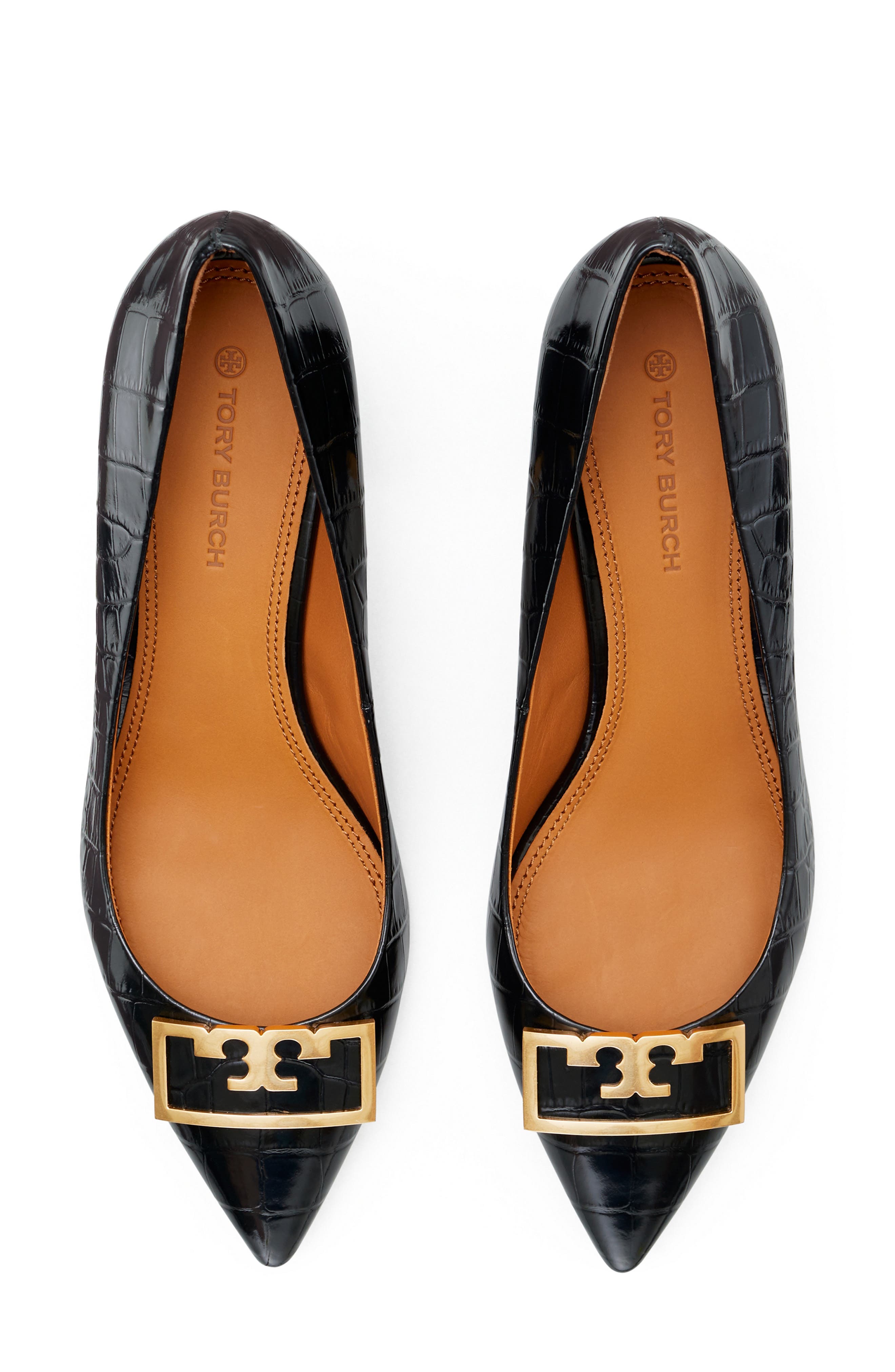 Tory Burch Gigi Croc Embossed Pointed Toe Pump, Alternate, color, 