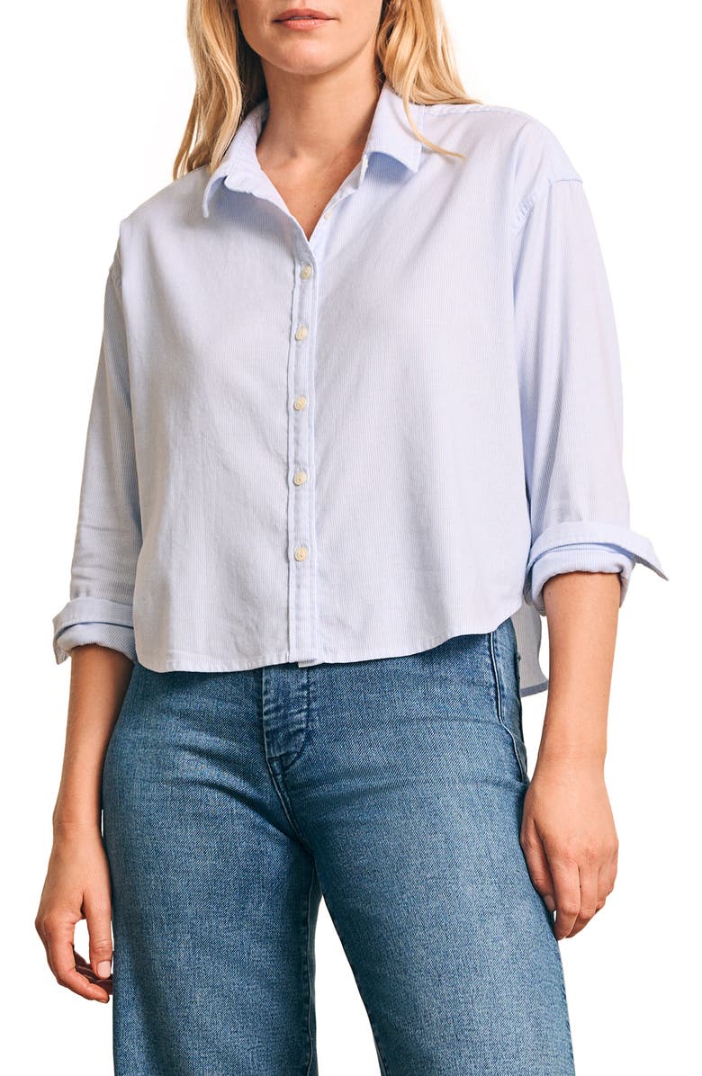 Faherty Crop Stretch Oxford Button-Up Shirt, Main, color, 
