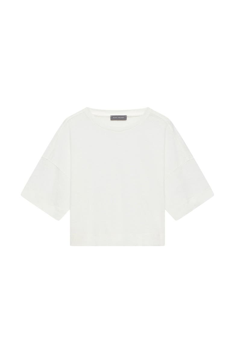 Linen Blend Boxy T Shirt, Alternate, color, Ivory