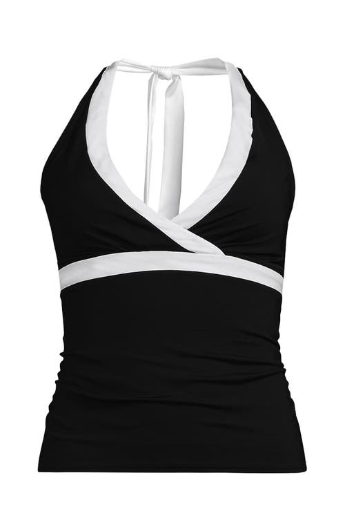LANDS' END LANDS' END D-CUP CHLORINE RESISTANT V-NECK HALTER TANKINI SWIMSUIT TOP 