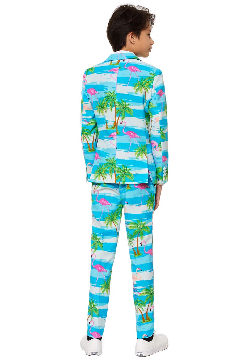 Flaminguy Two-Piece Suit with Tie, Alternate, color, BLUE/ GREEN