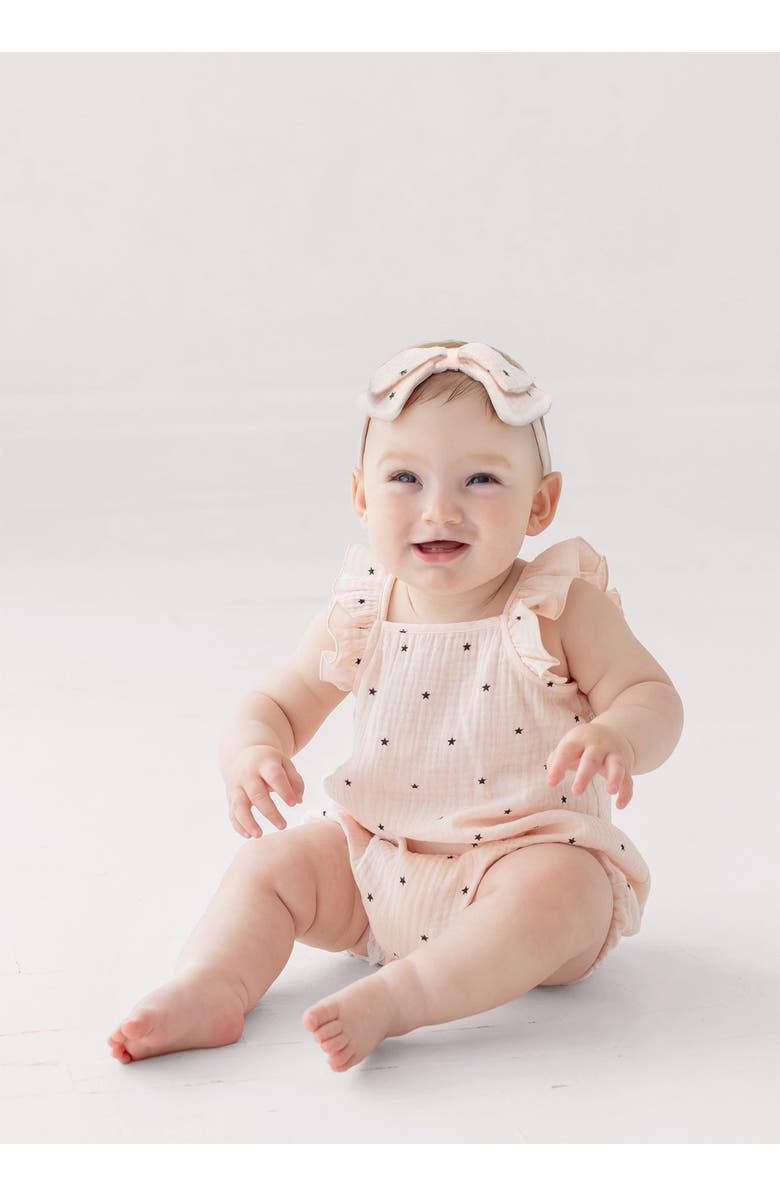 Mabel + Honey Stargirl Ruffled Sleeve Romper, Alternate, color, Pink