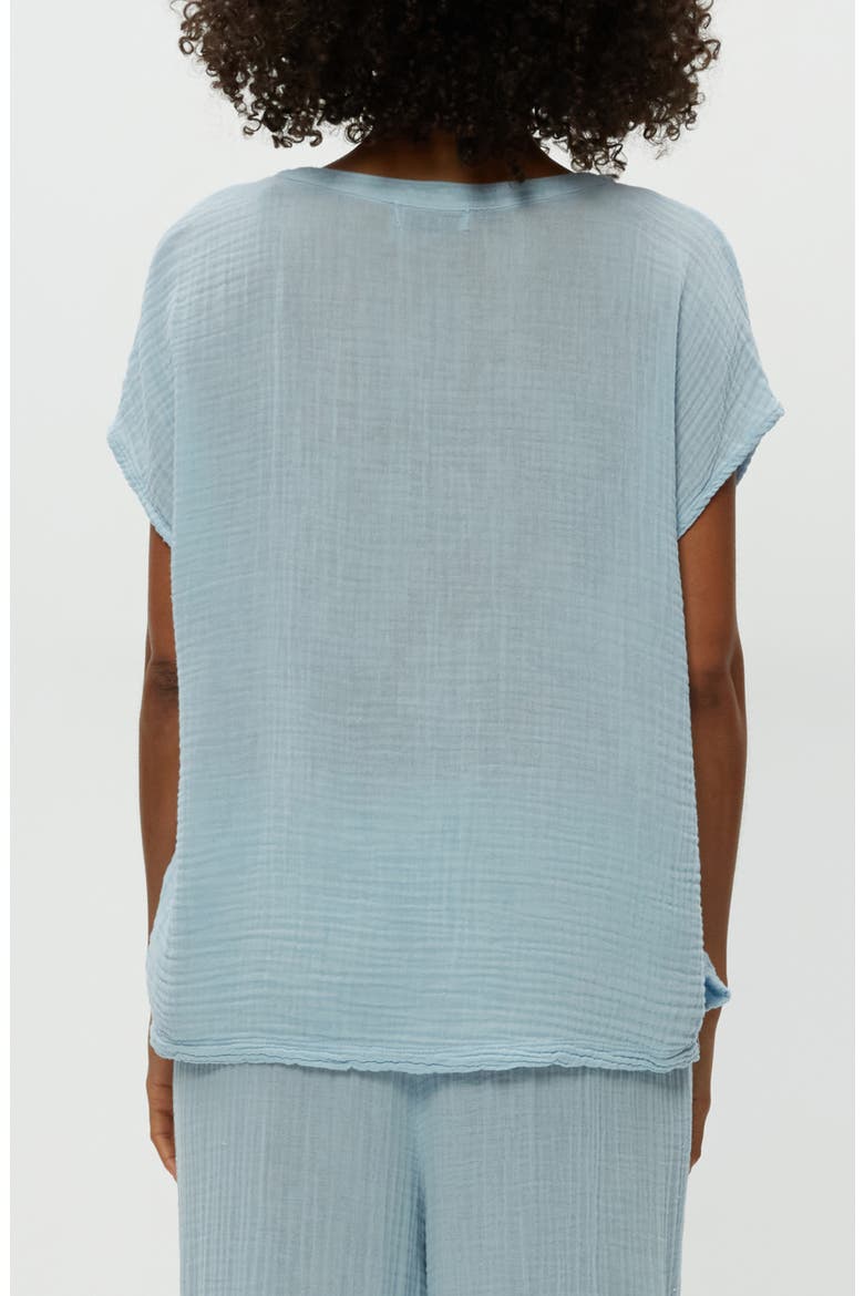 Naomi Split Neck Gauze Top, Alternate, color, FOUNTAIN