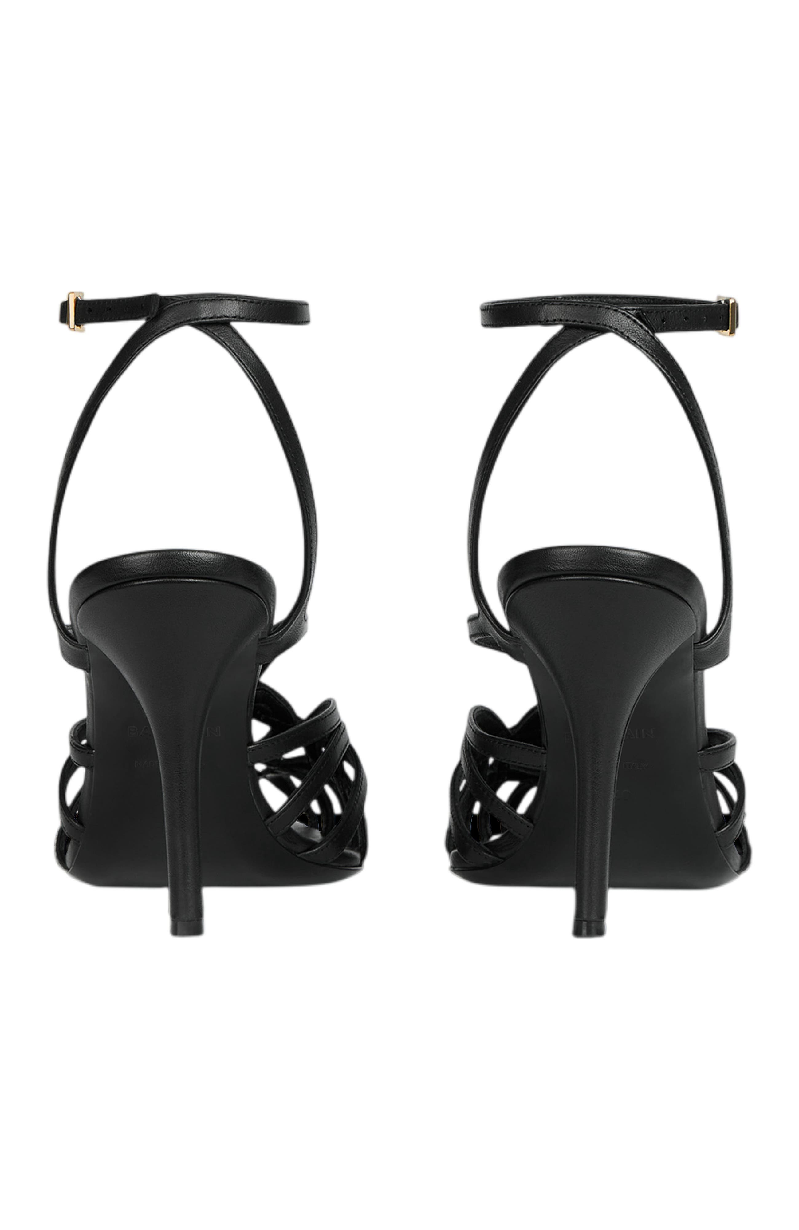 Smooth Leather Cage Sandals, Alternate, color, black
