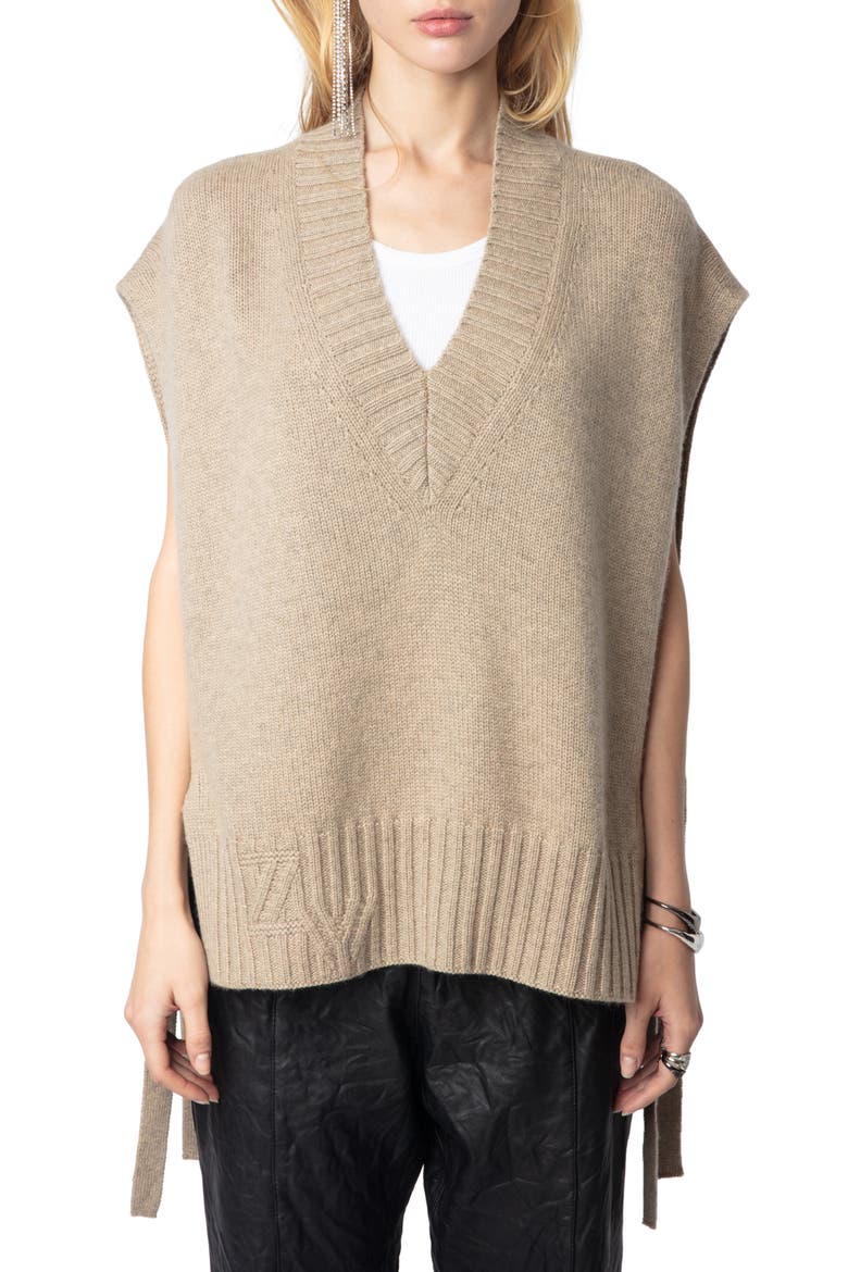 Maddy Cashmere Sweater Vest, Main, color, OATMEAL