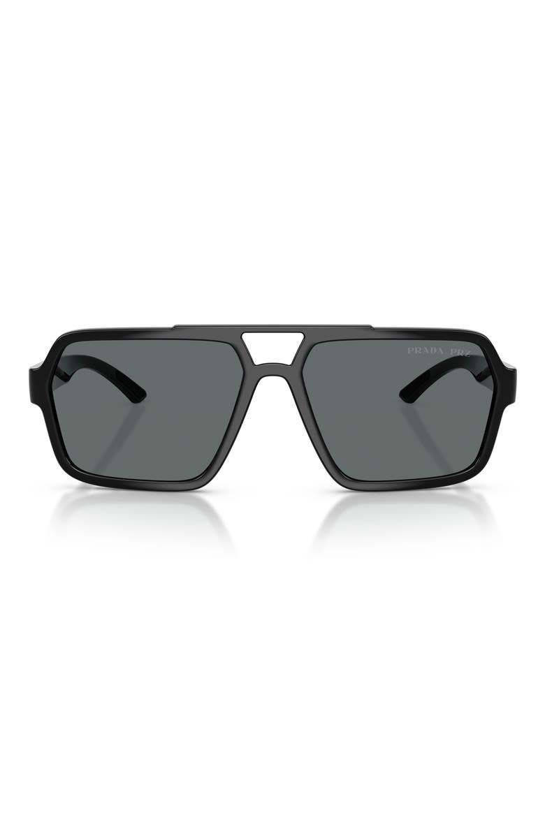 59mm Polarized Pilot Sunglasses, Main, color, BLACK / POLAR DARK GREY