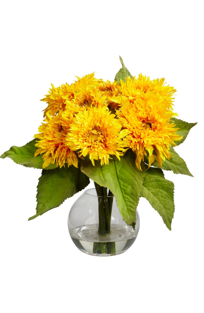 NEARLY NATURAL Golden Sunflower Arrangement, Main, color, Yellow