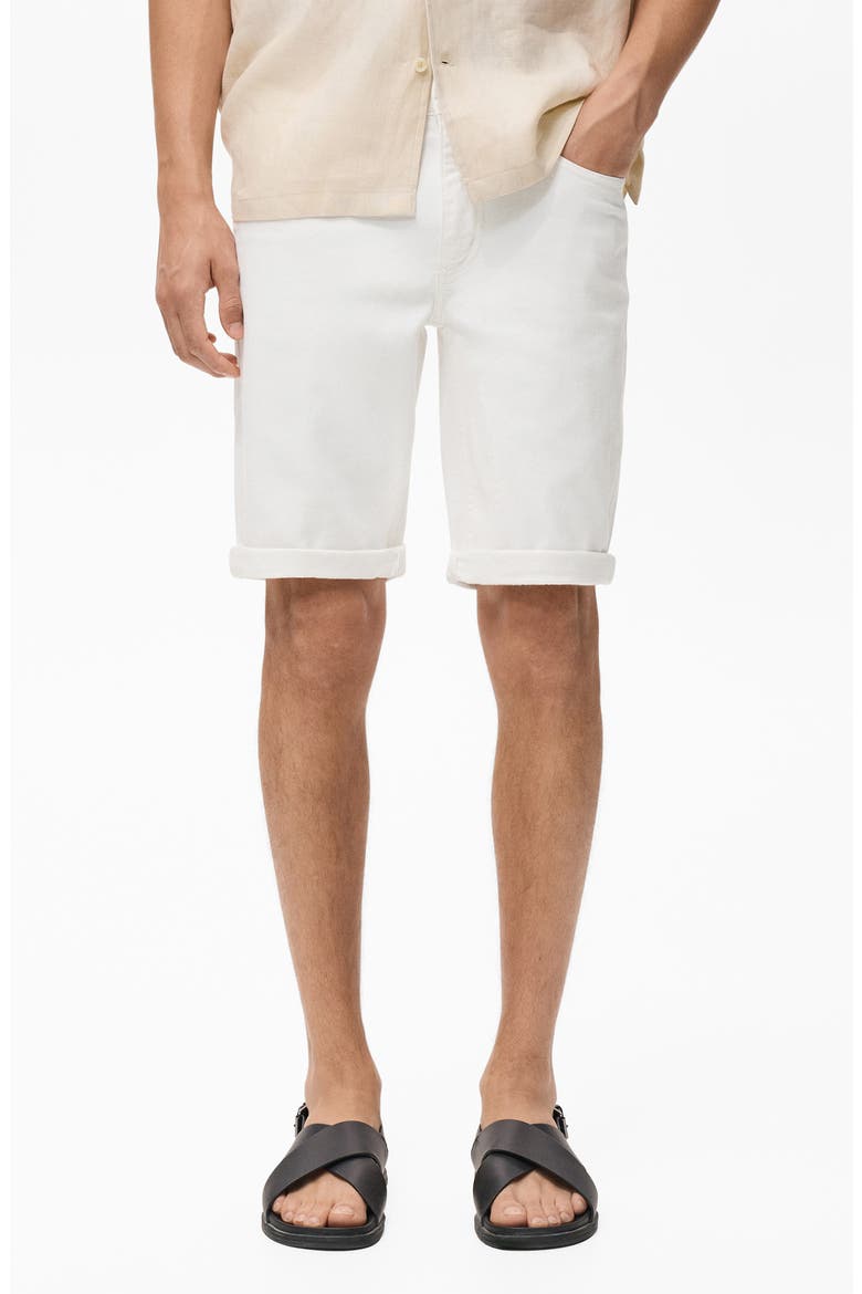 Slim Fit Denim Bermuda Shorts, Main, color, OFF WHITE