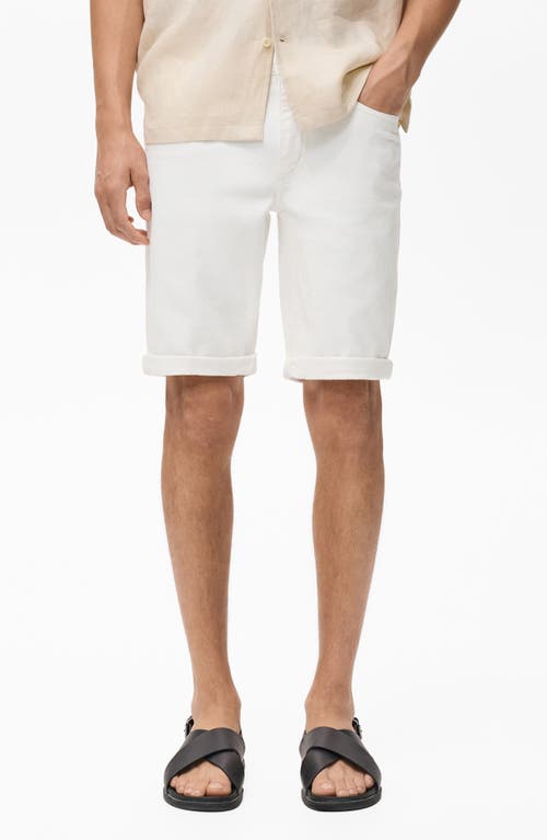 Mango Slim Fit Denim Bermuda Shorts In White