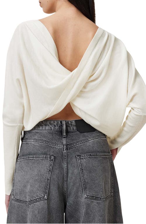 Shop Allsaints Julieana Reversible Dolman Sleeve Crop Sweater In Chalk White