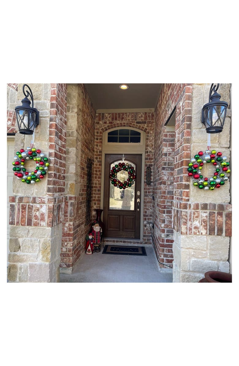 Northlight Traditional 2-Finish Shatterproof Ball Christmas Wreath - 24" - Multicolor - Unlit, Alternate, color,