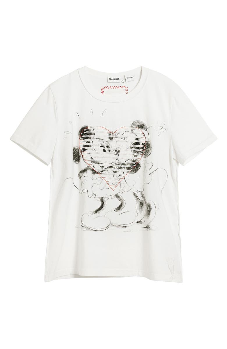 Desigual Mickey & Minnie Mouse Graphic T-Shirt, Alternate, color, White
