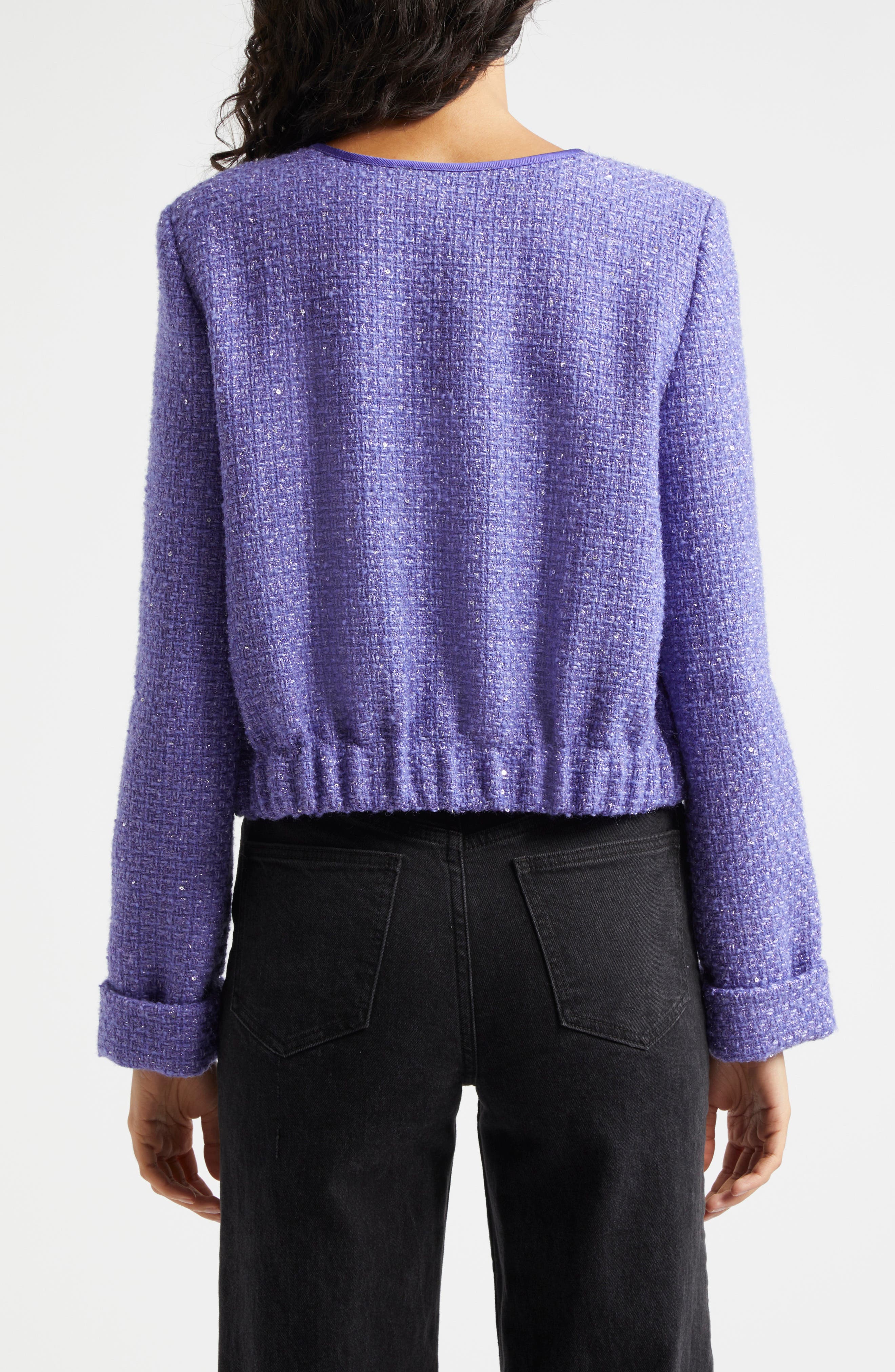 Tweed Metallic Zip-Up Jacket - image 2