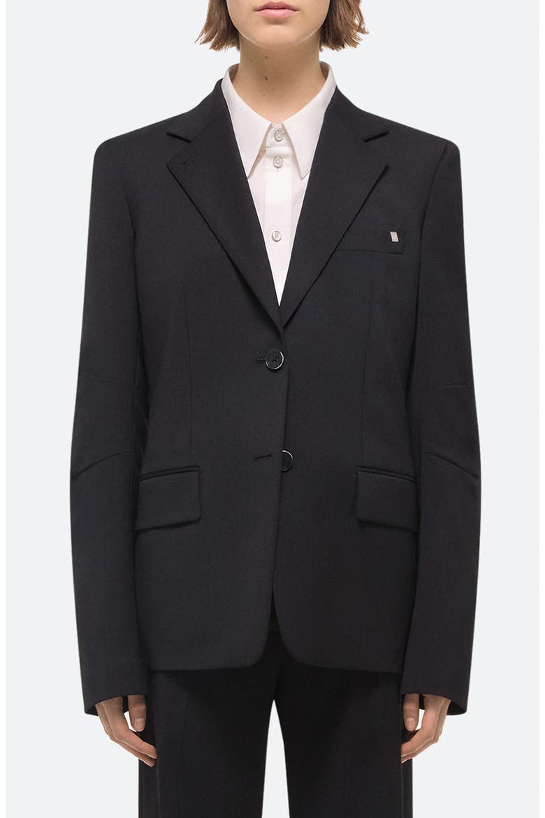 Curve Single Breasted Virgin Wool Blazer, Main, color, BLACK - 001