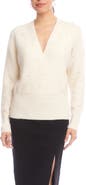 Karen Kane Faux Pearl Embellished Wrap Sweater