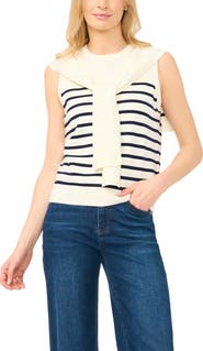 Halogen® Stripe Front Tie Sleeveless Sweater