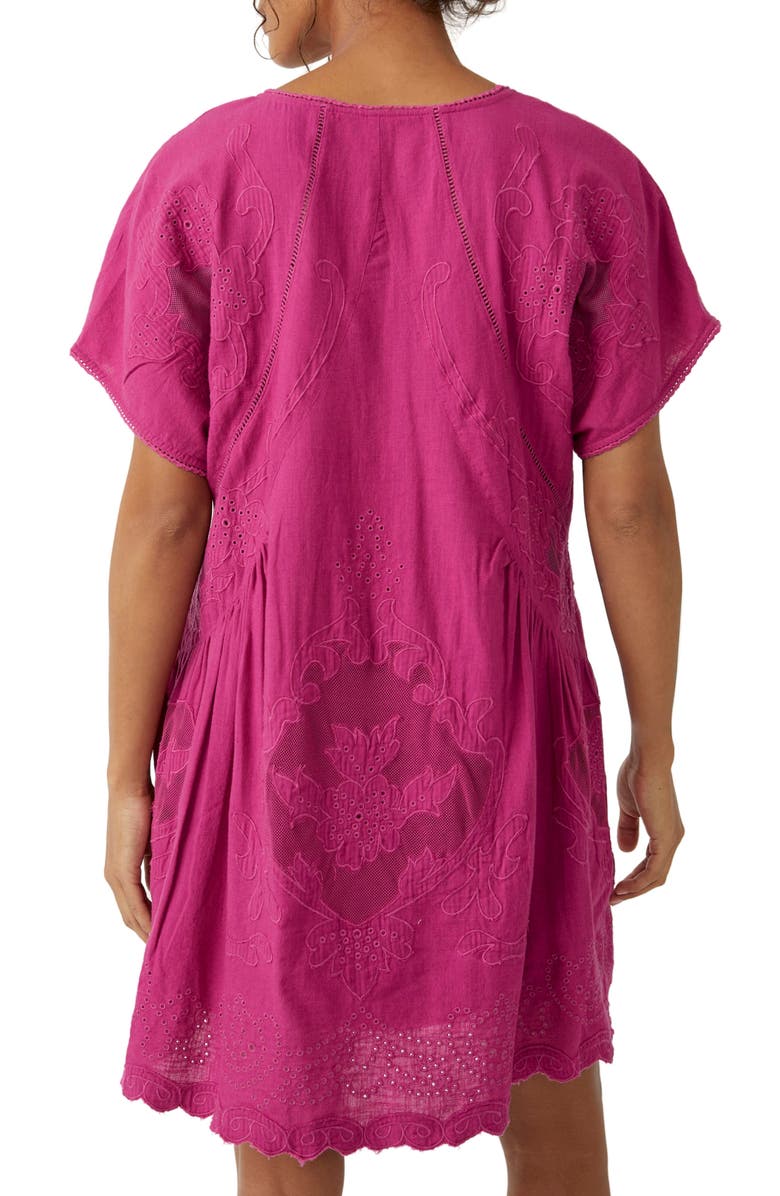 Free People Serenity Embroidered Cotton Minidress, Alternate, color, Dragonfruit Punch