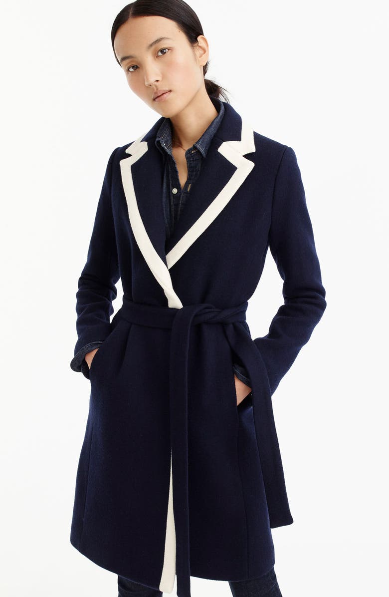 J.Crew Tipped Wrapped Stadium Cloth Coat, Alternate, color,