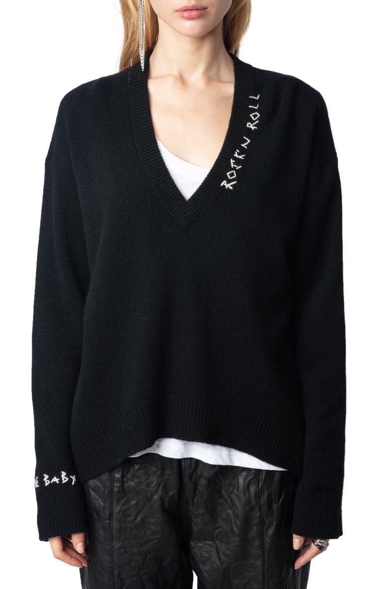 Zadig & Voltaire Miky R&R Cashmere Sweater, Main, color, 