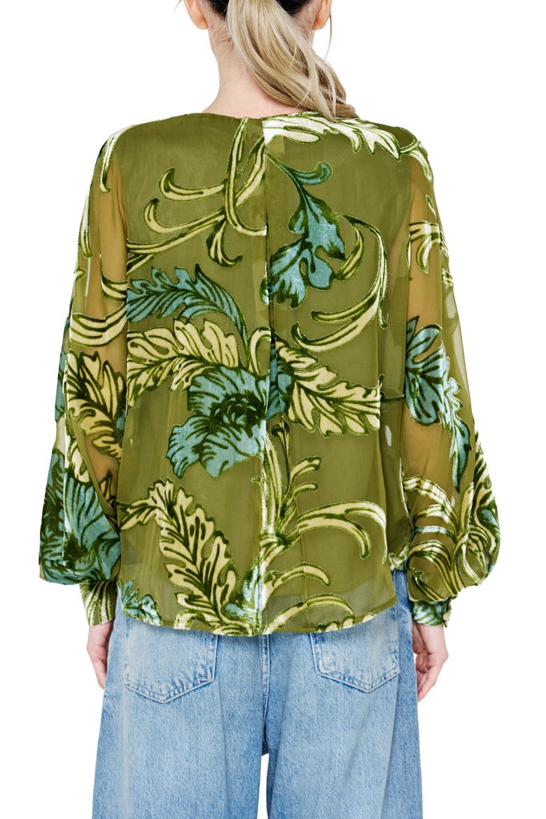 Cindy Burnout Velvet Floral Top, Alternate, color, GREEN MULTI