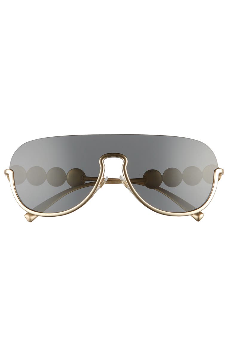 Versace 138mm Pilot Shield Sunglasses, Alternate, color, Gold
