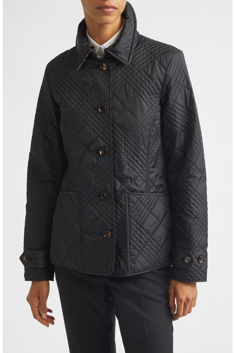 Fernleigh Quilted Jacket with Detachable Leather Collar, Alternate, color, BLACK