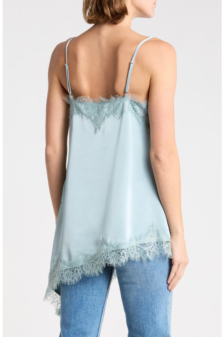 Lace Trim Asymmetric Satin Camisole, Alternate, color, DUSTY BLUE