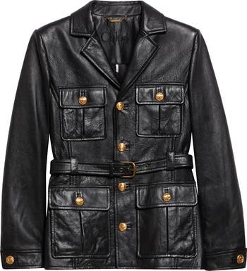 Chloe wool × leather riders jacket Chloé Leather Crop Jacket | Saks Fifth Avenue